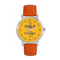 Football Fans Gold for Life Yellow Black Ladies Watch 38mm Case 3atm Water Resistant Custom Designed Quartz Movement Luxury Fashionable