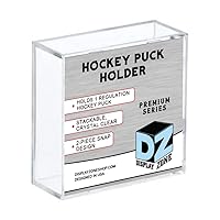 Display Zone Hockey Puck Case, Crystal Clear Acrylic Square Hockey Puck Holder Box Memorabilia Display Storage Sports Official Hockey Autograph Display Case - Fits Official Size Hockey Puck (1)