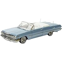 1963 Chevy Impala Convertible Light Blue Metallic with White Interior NEX Models 1/24 Diecast Model Car by Welly 22434W-BL