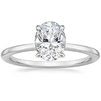 3.0 CT Oval Colorless Moissanite Engagement Ring, Wedding/Bridal Ring, Solitaire Halo Style, Solid Gold Silver Vintage Antique Anniversary Promise Ring Gift for Her