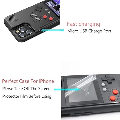 Gameboy Case for iPhone, Autbye Retro 3D Phone Case Game Console with 36 Classic Game, Color Display Shockproof Video Game Phone Case for iPhone (Black, for iPhone 6/6s/7/8) (Black, for iPhone Xs Max)