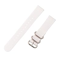 Clockwork Synergy - 2 Piece Heavy NATO Watch Band Straps - White - Brushed Steel Hardware - 24mm for Men Women