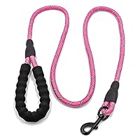 Otis Claude Reflective Dog Leash Durable Rope, Padded Handle, Highly Reflective for Night Visibility Pink