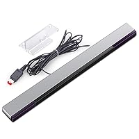 KIMILAR Replacement Wired Infrared IR Ray Motion Sensor Bar Compatible Nintendo Wii and Wii U Console (Silver/Black)