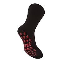 Mens Thick 2.3 TOG Non Skid Thermal Slipper Socks with Grippers (7-12 US, Black/Red)