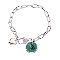 Graffiti Street Wolf Illustration Pattern Heart Chain Bracelet Jewelry Charm Fashion