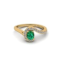 0.17ct Diamond & 0.34ct Stone Solitaire Bypass Ring in 14KT Gold April Birthstone Rings Valentine Anniversary Birthday Jewelry Gifts for Women Girls