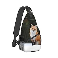 Funny Fox Print Trendy Casual Daypack Versatile Crossbody Backpack Shoulder Bag Fashionable Chest Bag