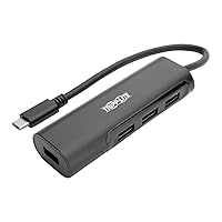 Tripp Lite USB C Hub 4-Port w/ 4x USB-A Portable Compact USB Type C, USB-C Thunderbolt 3 Black (U460-004-4AB)