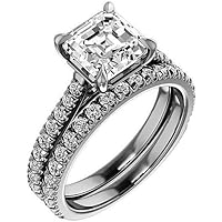 Moissanite Star Moissanite Ring Asscher 4.0 CT, Moissanite Engagement Ring, Moissanite Bridal Ring Set, Colorless Moissanite Eternity Sterling Silver Ring, Amazing Gift For Love