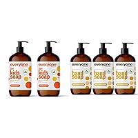 Everyone 3-in-1 Kids Soap, Body Wash, Bubble Bath, Shampoo, 32 Ounce (Pack of 2) & Liquid Hand Soap, 12.75 Ounce (Pack of 3), Meyer Lemon and Mandarin, Plant-Based Cleanser with Pure Essential Oils