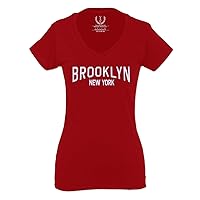 Vintage New York Brooklyn NYC Cool Hipster Street wear for Women V Neck Fitted T Shirt