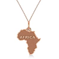 Allurez 14k Gold Map of Africa Charm Pendant Necklace