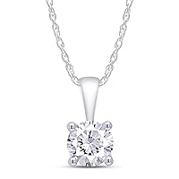 SAVEARTH DIAMONDS 1/2-1.00 Carat Diamond, 14K Gold 4 Prong Set Round-cut Lab Grown Diamond Solitaire Pendant Necklace (G-H, VS-SI) Jewelry for Women