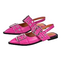 Flat Shoes with Buckle Belts for Women Point Toe Patent Leather Casual Comfortable Ballerina Shoes