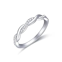 Moissanite Wedding bands for Women, Eternity Ring 925 Sterling Silver 18K White Gold Plated D Color VVS1 Lab Created Diamond Wedding Rings for Wife Mom