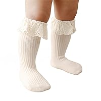 Newborn Toddler Kids Baby Girls Infant High Knee Knitted Socks Cute Ruffle Lace Long Stockings Fall Winter