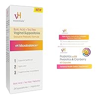 vH essentials Boric Acid Vaginal Suppositories + Probiotics with Prebiotics Feminine Health Capsules (5397 + 60)
