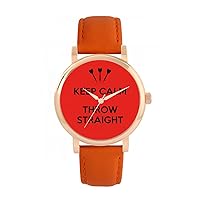 Red Keep Calm Throw Straight Watch Ladies 38mm Case 3atm Water Resistant Custom Designed Quartz Movement Luxury Fashionable