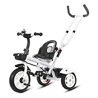 Children's Tricycle Bicycle 1-6 Years Old Stroller Trolleys Bicycles Children's Balance Bicycles Detachable, Implementable, Rideable, Multi-Function Three-Wheeled Bicycle 2 Colors (Color : White