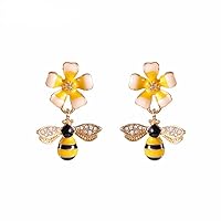 1 Pair Lovely Bee And Flower Lady Girl Earrings Fashion Ear Studs Pearl Drop Earring Jewelry Accessories Lover Gift Convenient and clever