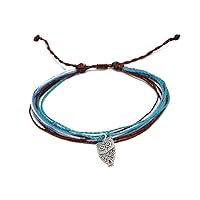Silver Metal Owl Charm Dangle Multicolored Multi Strand String Waterproof Adjustable Pull Tie Bracelet - Unisex Handmade Jewelry Boho Accessories