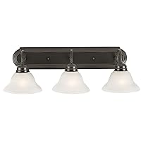 Design House 517615 Millbridge Traditional 3-Light Indoor Dimmable Bathroom Vanity Light with Alabaster Glass for Over The Mirror, Oil Rubbed Bronze