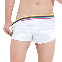Mens Satin Silk Boxers 3 Inch Inseam Lounge Shorts Men Sexy Panties Pajama Bottoms Shorts with Elastic Waist