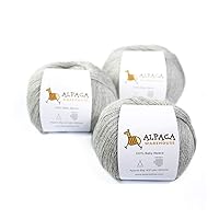 100% Baby Alpaca Yarn Wool Set of 3 Skeins Lace Weight - Heavenly Soft and Perfect for Knitting and Crocheting (Silver Gray, Lace)