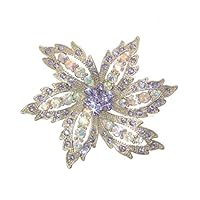 AJ Fashion Jewellery FLAVIA Antique Silver Plated Amethyst Crystal Flower Brooch