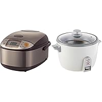 Zojirushi NS-TSC10 5-1/2-Cup (Uncooked) Micom Rice Cooker and Warmer, 1.0-Liter, Stainless Brown & NHS-18 10-Cup (Uncooked) Rice Cooker,White
