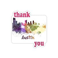 Austin America City Watercolor Thank You Stickers Quote Grateful