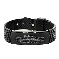 Retired Zookeeper Black Shark Mesh Bracelet Gifts, Zookeeper Thank you for listening for guidance for inspiration, Appreciation Retirement Zookeeper for Men, Women, Friends, Coworkers