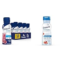Ensure Liquid Clear Nutrition Drink, 0g fat, 8g of protein, Blueberry Pomegranate & Ensure Pre-Surgery, Clear Carbohydrate Drink, Strawberry, 10 Fl Oz (Pack of 4)