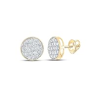 10K Yellow Gold Mens Diamond Cluster Circle Earrings 2 Ctw.