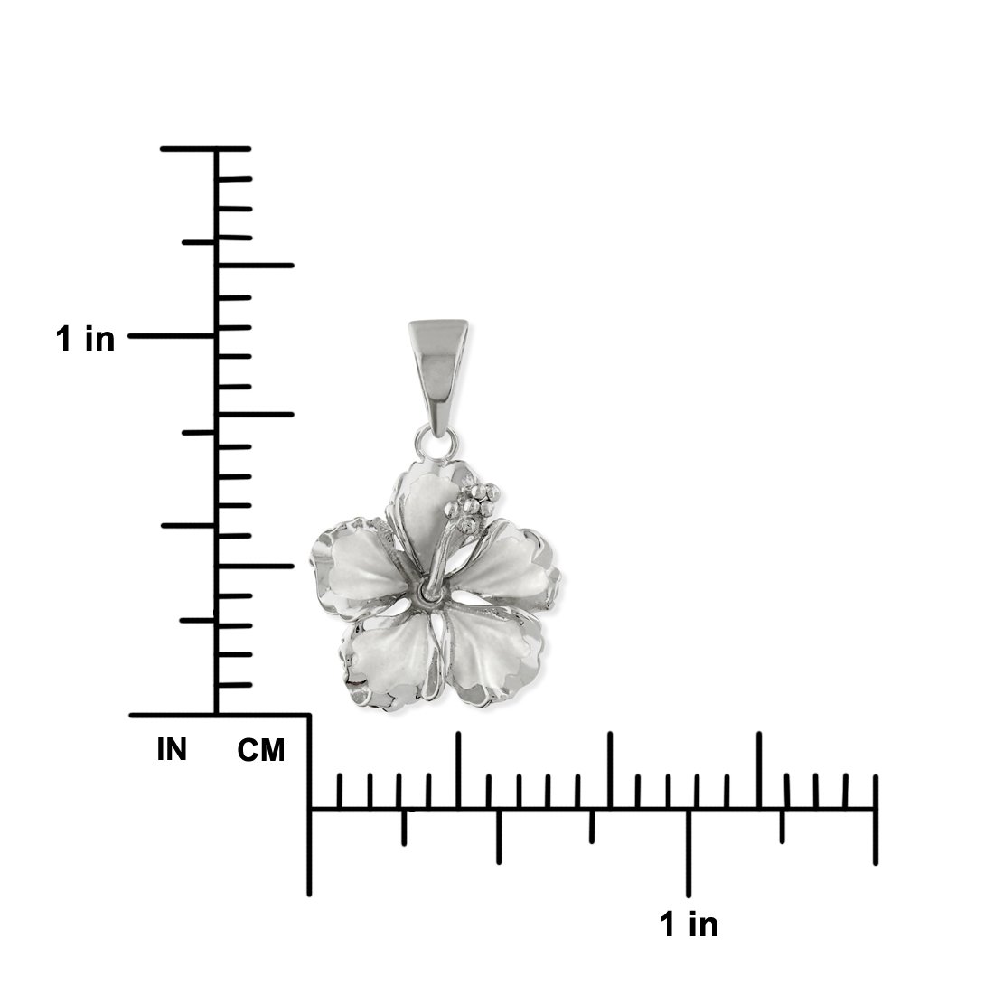 Sterling Silver 17mm Hibiscus Pendant Necklace, 16+2