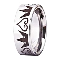 Cosplay Jewelry 8mm Silver Pipe Kingdom Hearts & Crowns Design Ring Wedding Ring Engagement Ring-Free Inside Engraving