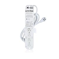 Leviton 5304M-1N7 Medical Grade Power Strip, 15-Amp, 125-volt, 4-Outlets, 7-Feet Cord Length