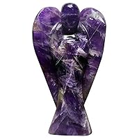 Jet Amethyst Angel Healing Crystal Gaurdian Figure Pocket Healing Focus Concetraction Spiritual 2 inch Angel Powerful and Protective Spiritual Awareness.