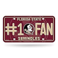 Rico Industries NCAA Florida State Seminoles #1 Fan Metal License Plate Tag 6 x 11.5-