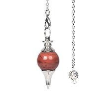JUST IN STONES Natural Red Jasper Gemstone Dowsing 40mm Crystal Healing Chakra Reiki Point Pendulum