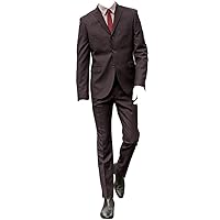 Men 2 Piece 3 Button Peak Lapel Slim Fit Amaranth Formal Suit