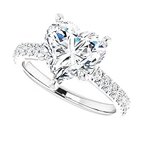 JEWELERYIUM 3 CT Heart Cut Colorless Moissanite Engagement Ring, Wedding/Bridal Ring Set, Halo Style, Solid Sterling Silver, Anniversary Bridal Jewelry, Precious Rings For Her