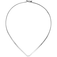 Sterling Silver Wire Choker Collar Necklace V Shape with Clasp Handmade 1/8 inch