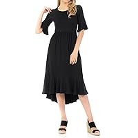 iconic luxe Women's Premium Knit Cropped Bell Midi Dress