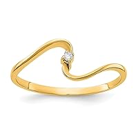 14k Yellow Gold Polished Prong set Diamond ring Size 6 Jewelry for Women