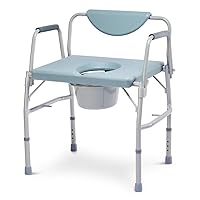 GreenChief 3 in 1 Bariatric Commode 700 LBS, Drop Arm Bedside Commode Chair, Potty Chair with Extra Wide Seat, Raised Toilet Seat with Handles, Bathroom & Bedroom Toilet Commode for Handicap, Elderly