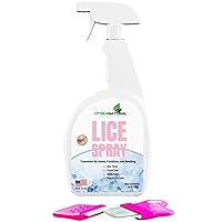 Lice Treatment Bundle - Lice Spray (24oz) & Lice Treatment Comb - Natural Treatment for Head Lice & Stainless Steel Comb with Grooved Teeth for Nit Removal with 5X Magnifiying Glass