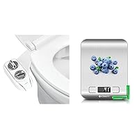 LUXE Bidet NEO 185 Plus - Only Patented Attachment for Toilet Seat, Innovative Hinges to Clean & Etekcity Food Scale, Digital Kitchen Scale, 304 Stainless Steel, Weight in Grams and Ounces