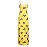 Plus Size Summer Dresses for Women,Women's Sleeveless Dot Print Long Maxi Dress Cocktail Party Beach Sundress H